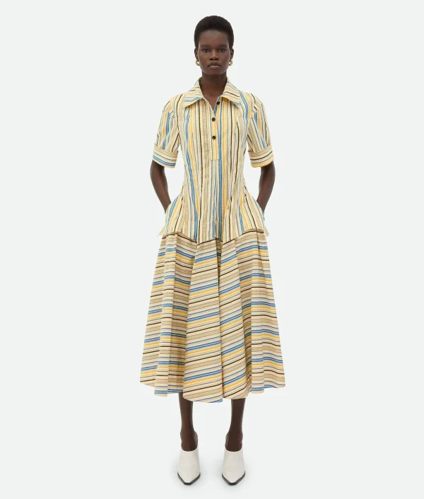 Bottega Veneta Checked Cotton Dress>Women Dresses