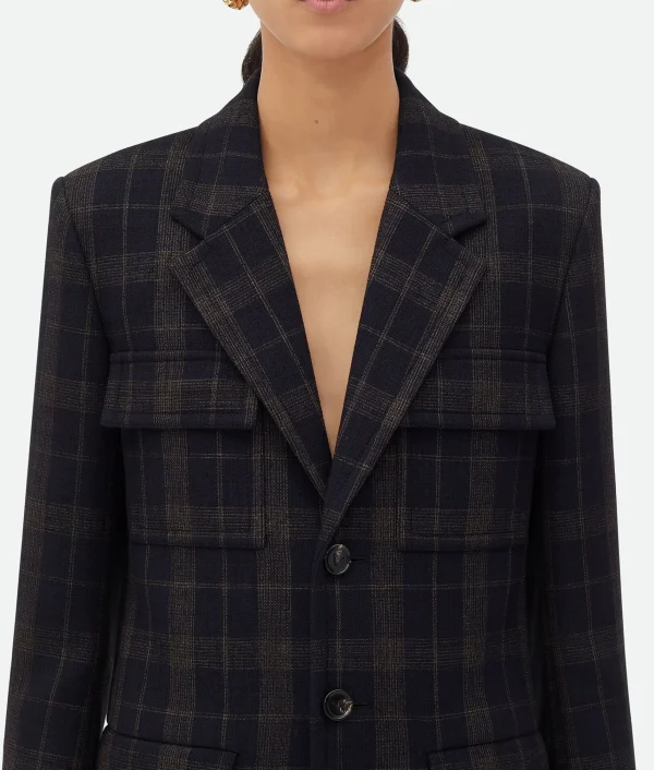 Bottega Veneta Checked Cotton Mouline Jacket>Women Jackets