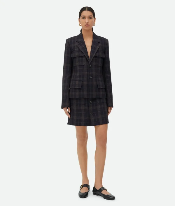 Bottega Veneta Checked Cotton Mouline Skirt>Women Skirts
