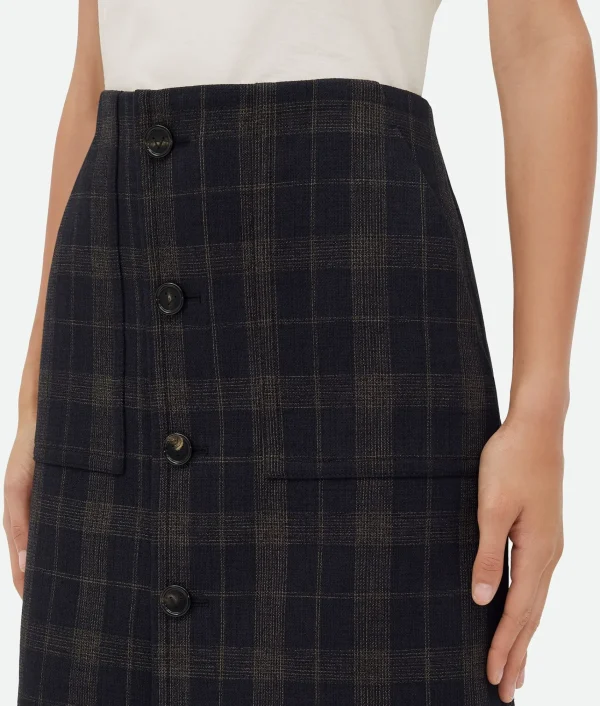 Bottega Veneta Checked Cotton Mouline Skirt>Women Skirts