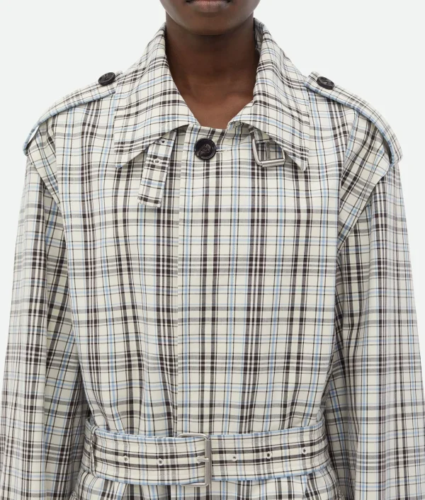 Bottega Veneta Checked Cotton Trench Coat>Women Coats