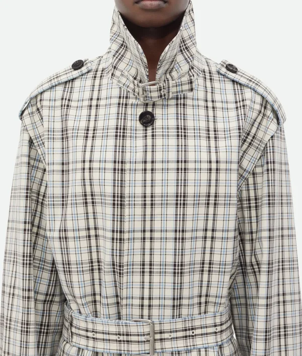 Bottega Veneta Checked Cotton Trench Coat>Women Coats