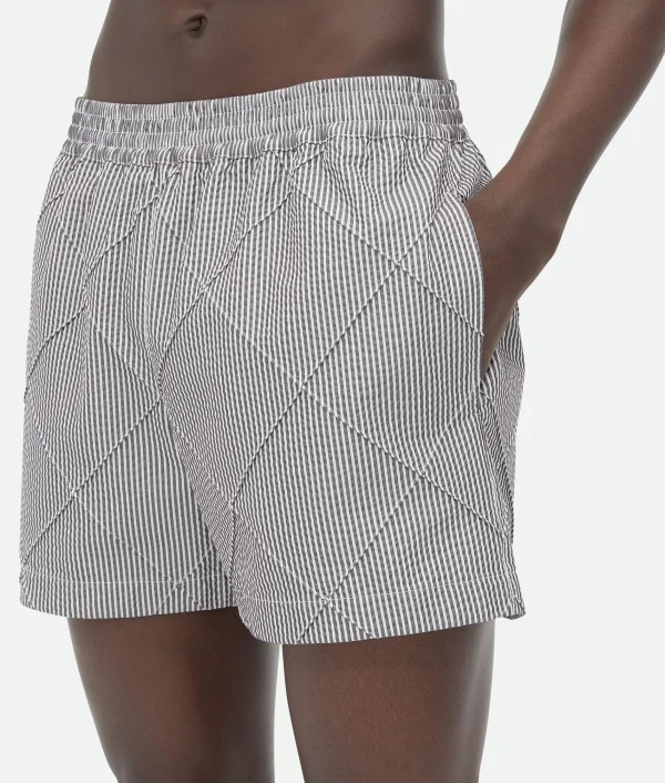 Bottega Veneta Cotton And Nylon Intreccio Swim Shorts> Swimwear