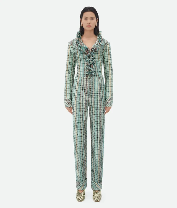 Bottega Veneta Cotton Check Jacket With Fringes>Women Jackets