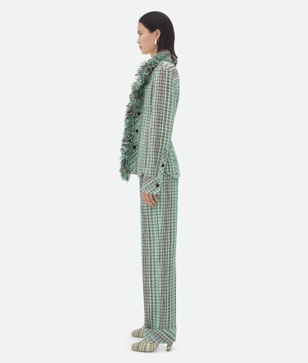 Bottega Veneta Cotton Check Jacket With Fringes>Women Jackets