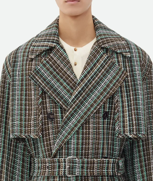 Bottega Veneta Cotton Check Trench Coat> Coats