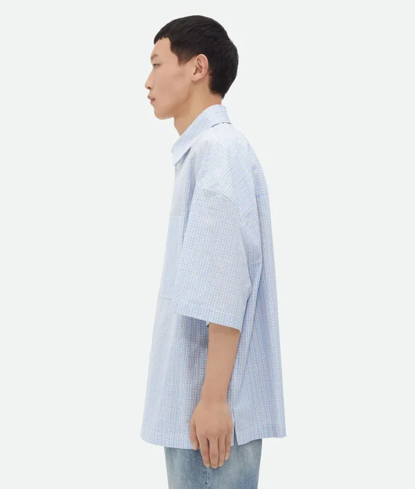 Bottega Veneta Cotton Linen Check Overshirt With "BV" Embroidery> Shirts