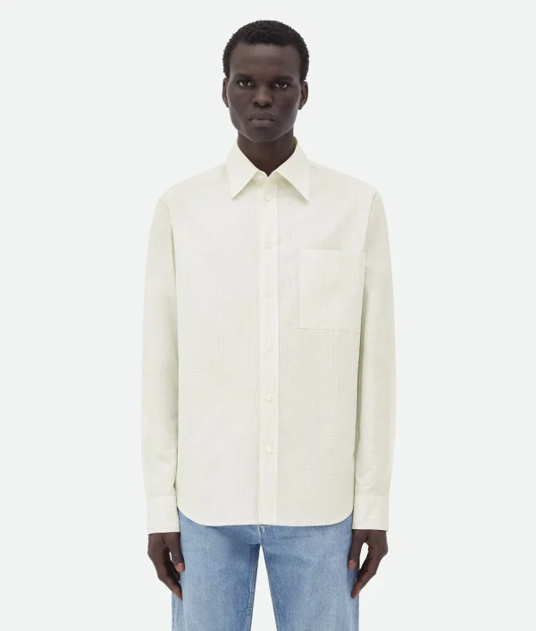 Bottega Veneta Cotton Linen Check Shirt With "BV" Embroidery> Shirts