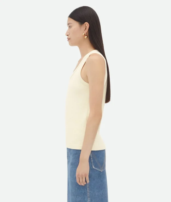 Bottega Veneta Cotton Rib Tank Top With Label>Women Tops And T-Shirts