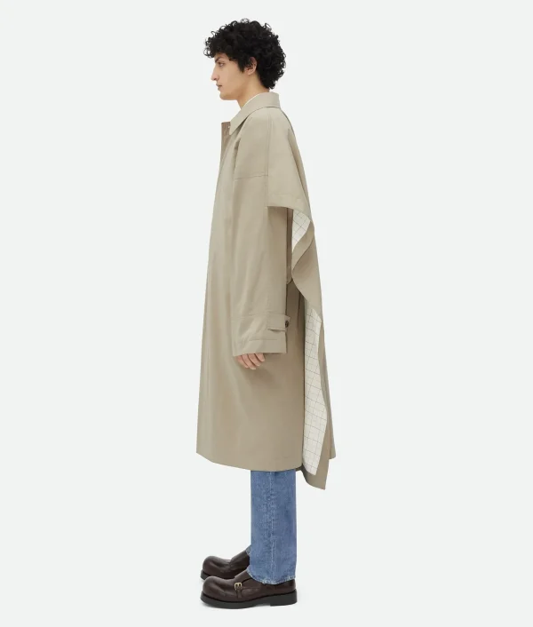 Bottega Veneta Cotton Silk Cape Trench With Check Lining> Coats