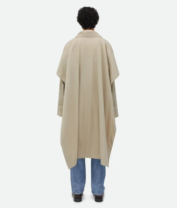 Bottega Veneta Cotton Silk Cape Trench With Check Lining> Coats