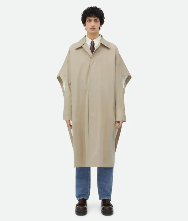 Bottega Veneta Cotton Silk Cape Trench With Check Lining> Coats