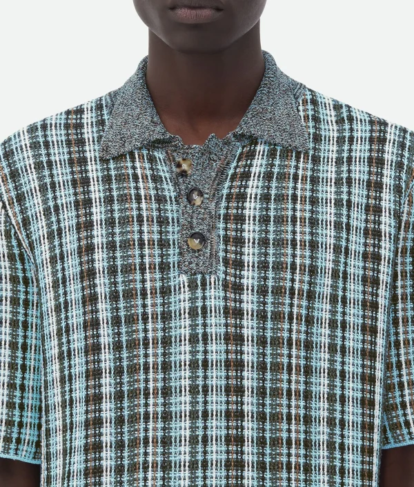 Bottega Veneta Cotton Viscose Check Polo> Polos | Knitwear
