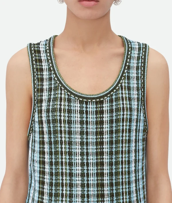 Bottega Veneta Cotton Viscose Check Top>Women Tops And T-Shirts