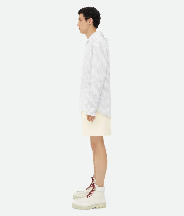 Bottega Veneta Crisp Cotton Silk Check Bandana Shirt> Shirts