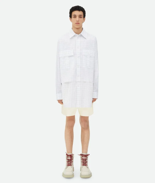 Bottega Veneta Crisp Cotton Silk Check Bandana Shirt> Shirts
