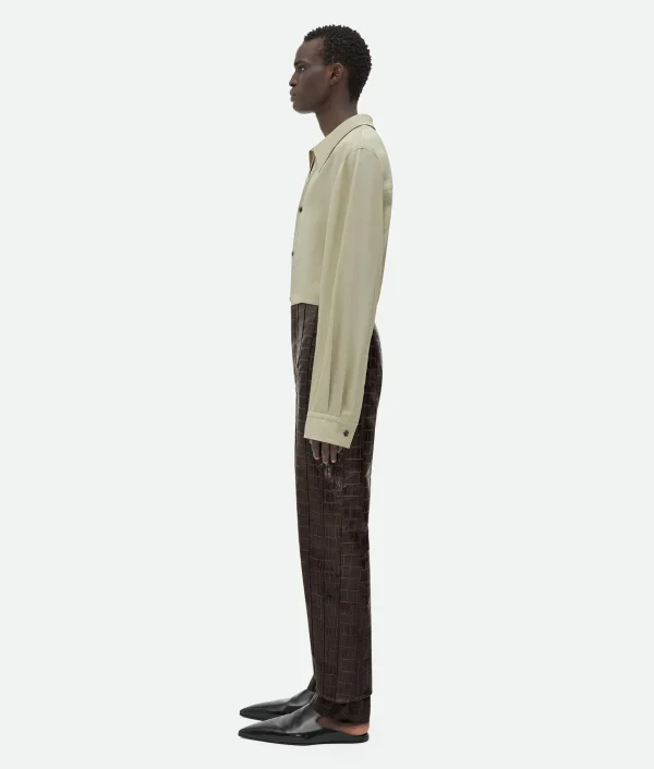 Bottega Veneta Crocodile-Effect Leather Pants> Trousers And Shorts | Leather