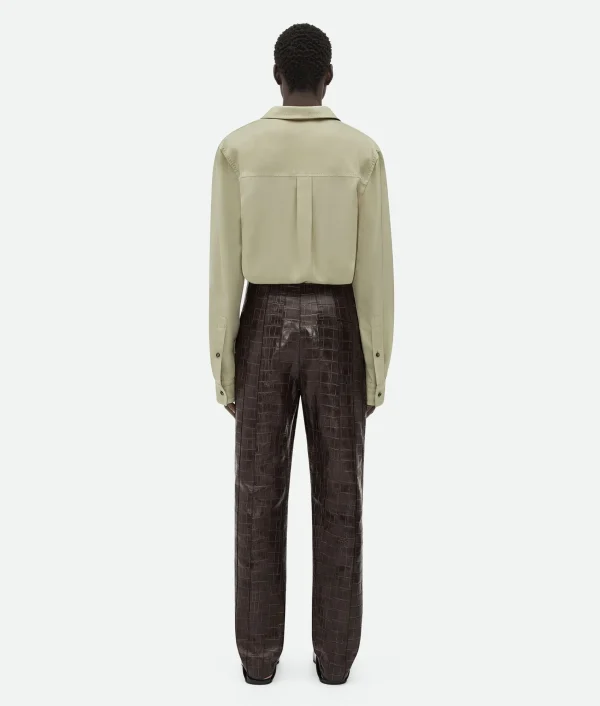 Bottega Veneta Crocodile-Effect Leather Pants> Trousers And Shorts | Leather