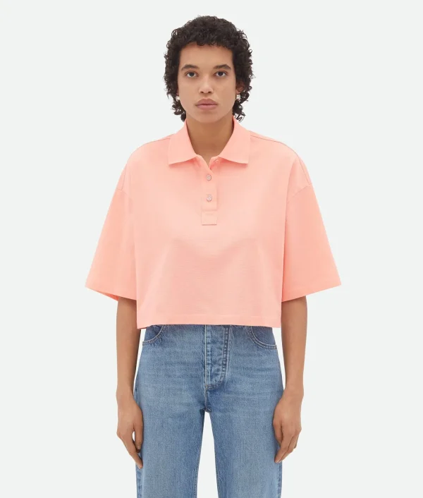 Bottega Veneta Cropped Cotton Piquet Polo>Women Tops And T-Shirts