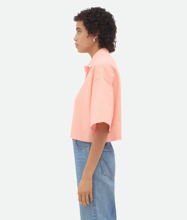 Bottega Veneta Cropped Cotton Piquet Polo>Women Tops And T-Shirts