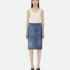 Bottega Veneta Denim Printed Silk And Viscose Midi Skirt>Women Skirts