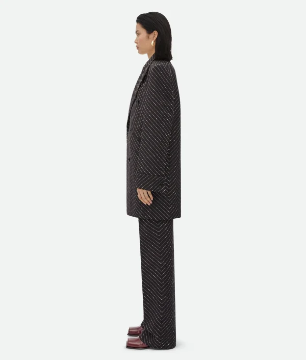 Bottega Veneta Diagonal Boucle Pinstripe Coat>Women Coats