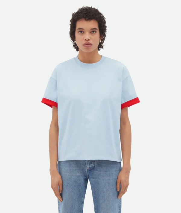 Bottega Veneta Double Layer Cotton T-Shirt>Women Tops And T-Shirts