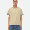 Bottega Veneta Double Layer Striped Cotton T-Shirt>Women Tops And T-Shirts