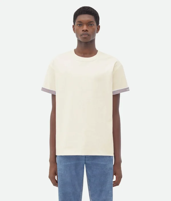 Bottega Veneta Double Layer Striped Cotton T-Shirt> T-Shirts