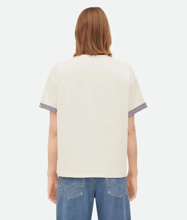 Bottega Veneta Double Layer Striped Cotton T/Shirt>Women Tops And T-Shirts