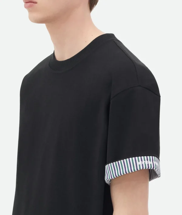 Bottega Veneta Double Layer Striped Cotton T-Shirt> T-Shirts