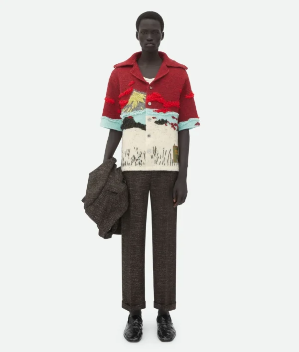 Bottega Veneta Embroidered Intarsia Wool Shirt> Shirts