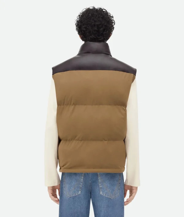 Bottega Veneta Frosted Poplin And Leather Gilet> Jackets