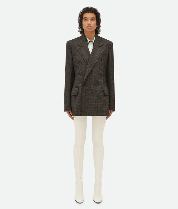 Bottega Veneta Houndstooth Wool Jacket With Label>Women Jackets