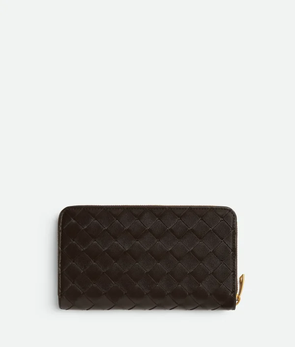 Bottega Veneta Intrecciato Diagonal Large Zip Around Wallet>Women Long Wallets
