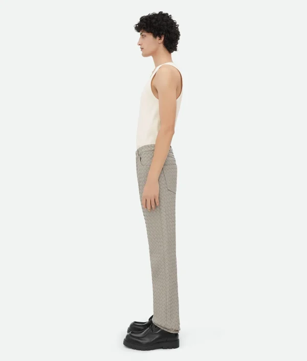 Bottega Veneta Intrecciato Leather Straight Leg Trousers> Trousers And Shorts | Leather