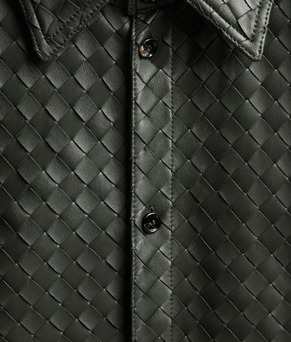 Bottega Veneta Intrecciato Relaxed Leather Shirt> Leather