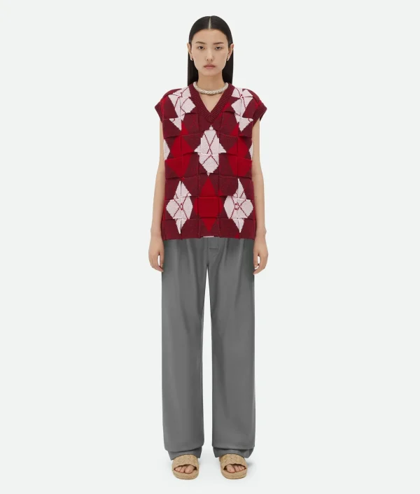 Bottega Veneta Intreccio Argyle Wool Gilet>Women Knitwear