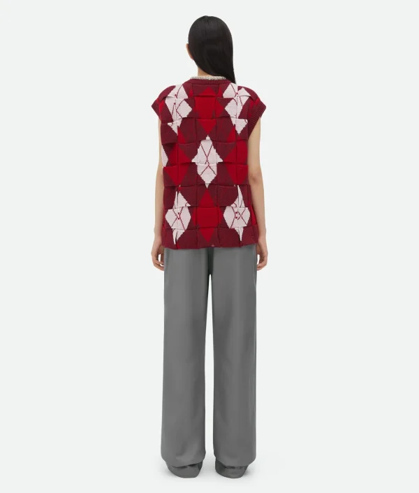 Bottega Veneta Intreccio Argyle Wool Gilet>Women Knitwear