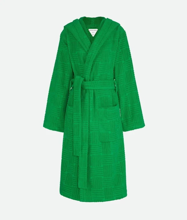 Bottega Veneta Intreccio Pattern Cotton Bathrobe>Women Bathrobes And Towels
