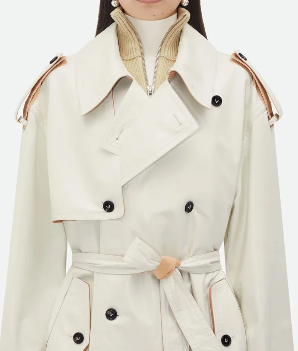 Bottega Veneta Leather And Cotton Trench>Women Leather