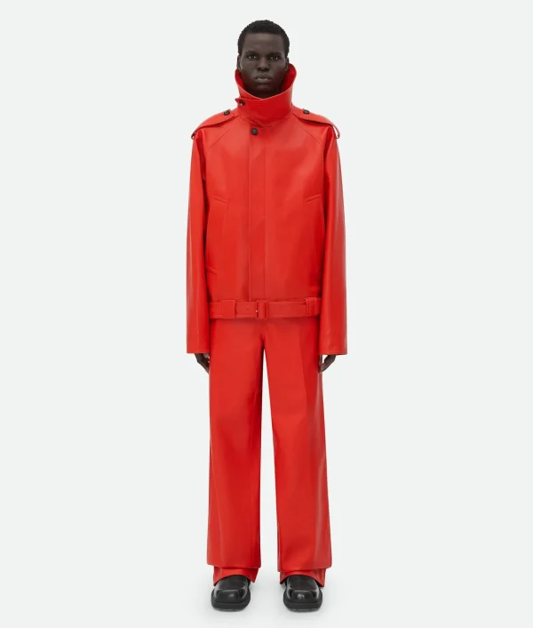 Bottega Veneta Leather Blouson With Wide Collar> Leather