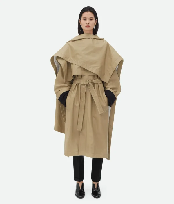 Bottega Veneta Leather Coat With Check Lining>Women Leather