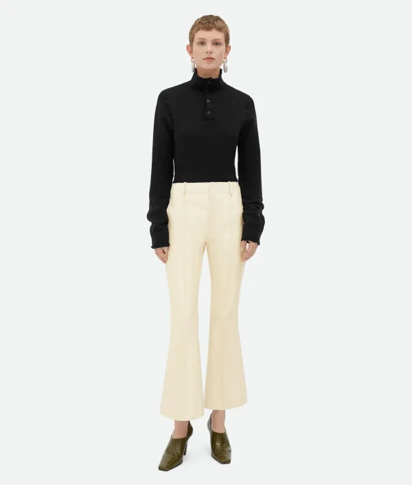 Bottega Veneta Leather Cropped Flared Trousers>Women Trousers And Shorts | Leather