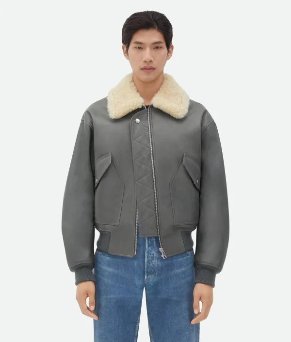 Bottega Veneta Leather Jacket With Shearling Collar> Leather