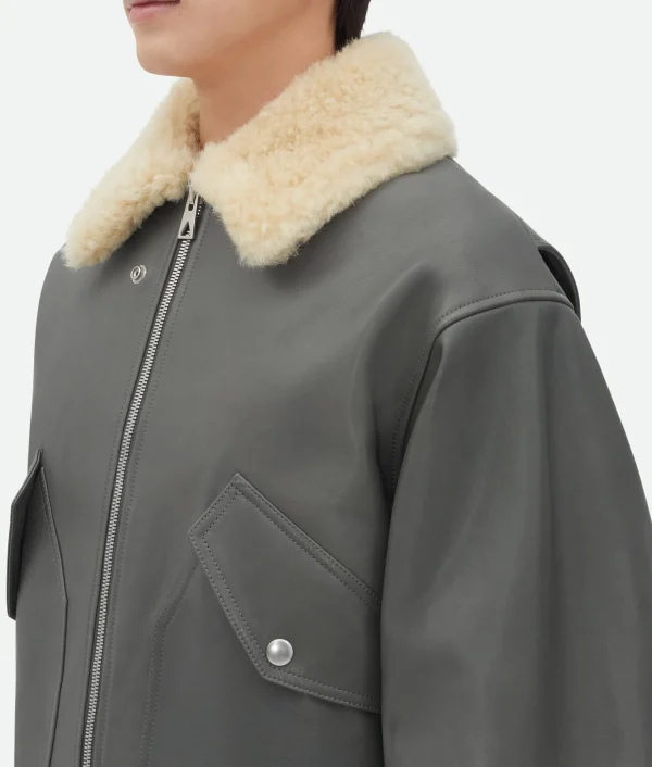 Bottega Veneta Leather Jacket With Shearling Collar> Leather