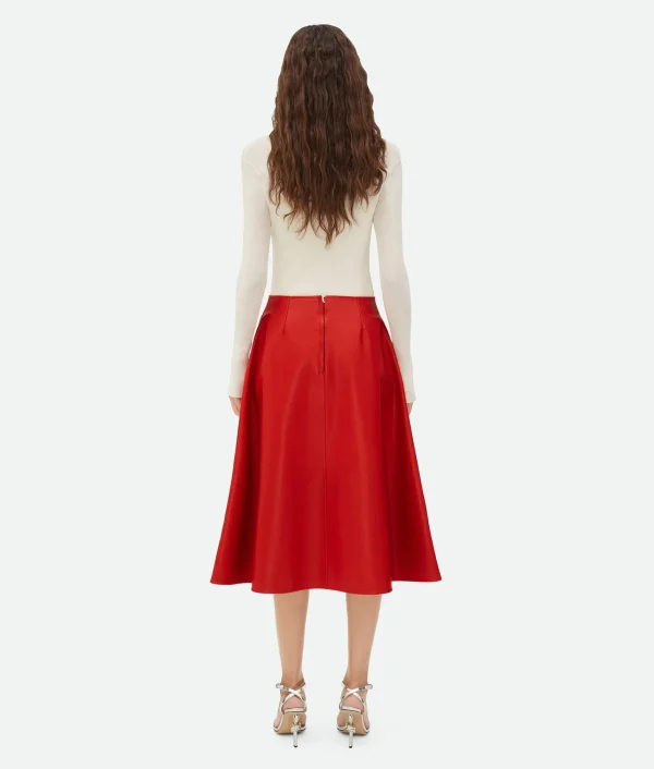Bottega Veneta Leather Midi Skirt>Women Leather