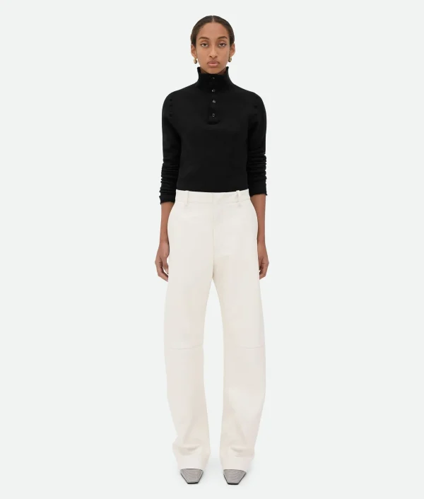 Bottega Veneta Leather Rounded Leg Trousers>Women Trousers And Shorts | Leather