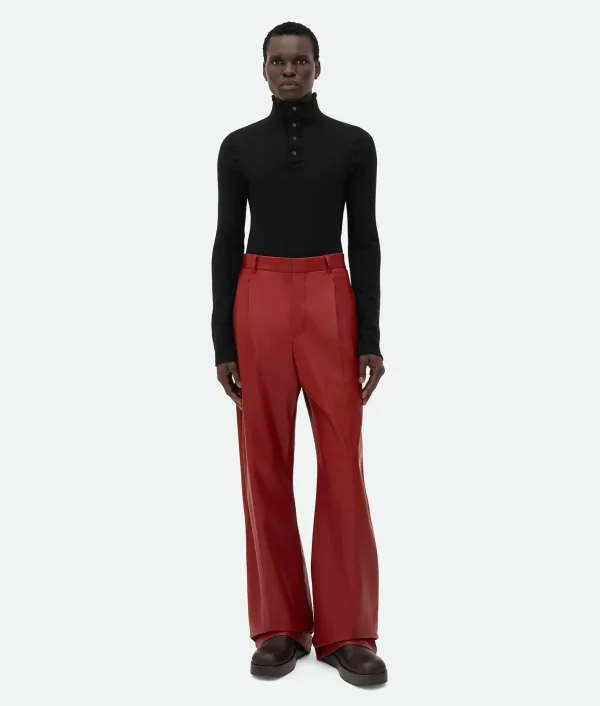 Bottega Veneta Leather Wide Leg Trousers> Trousers And Shorts | Leather