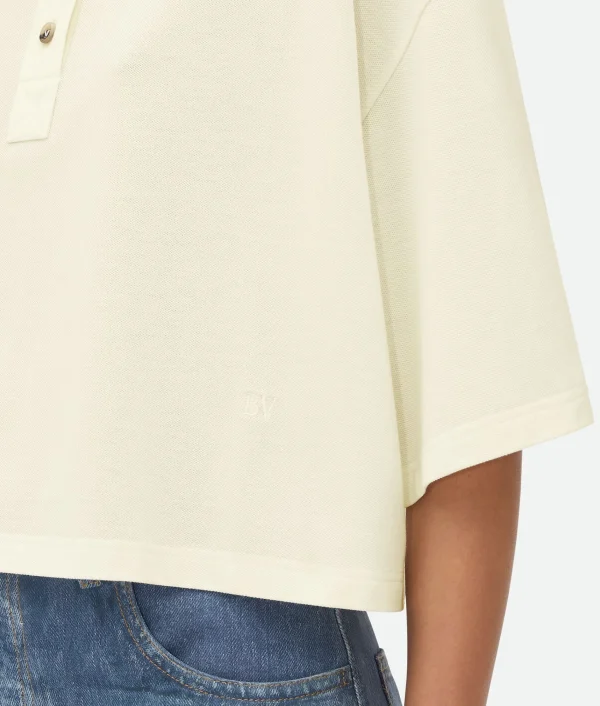 Bottega Veneta Light Cotton Piquet Cropped Polo>Women Tops And T-Shirts